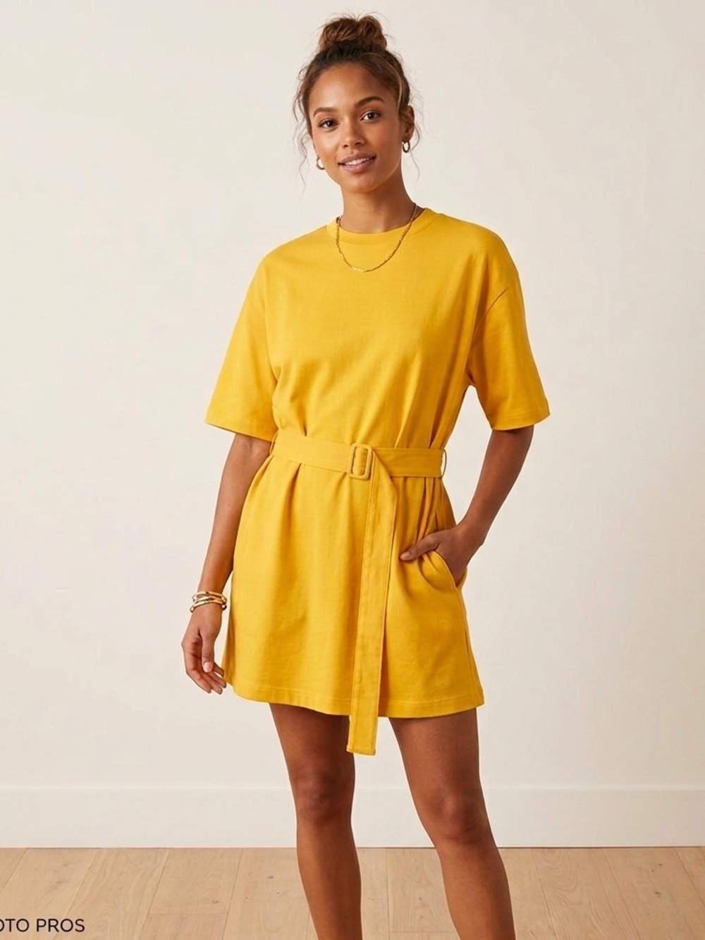 COS Bright Yellow Crewneck Tshirt Dress